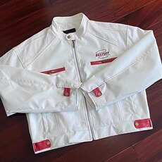 P610-P60美式白色短款皮衣外套男春秋2025新款高级感，男装T恤，电商B323A