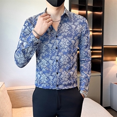 黑社会小伙店主风男士秋冬暗花长袖衬衫301A-1/CS510/P55，男装衬衫，星座301A-1