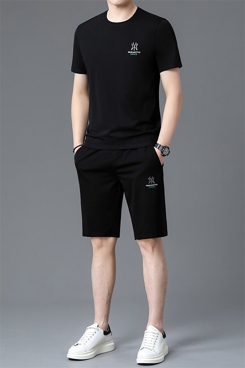 2023夏季新款时尚短袖男士休闲运动套装男式两件套,男装休闲套装,电商B212（原钱塘6029）