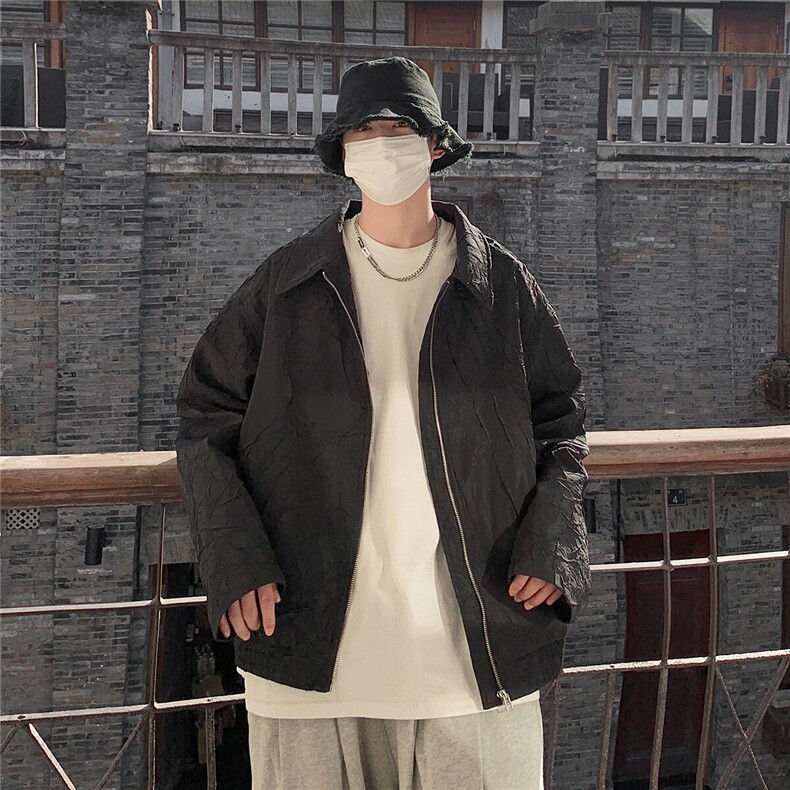 1秋季潮复古褶皱高级感哈灵顿休闲大码M-5XL夹克男JK8742P75,男装夹克,星座226-2