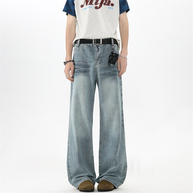 现货高品质美式闪电纹水洗宽松微喇叭牛仔裤GK80-特P45-限价78，男装牛仔裤，星座310A-1