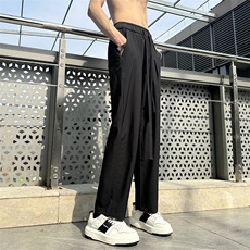 冰丝速干夏季薄款阔腿直筒裤宽松运动裤男款潮牌休闲长裤K05/P45，女装休闲裤，电商B381-2