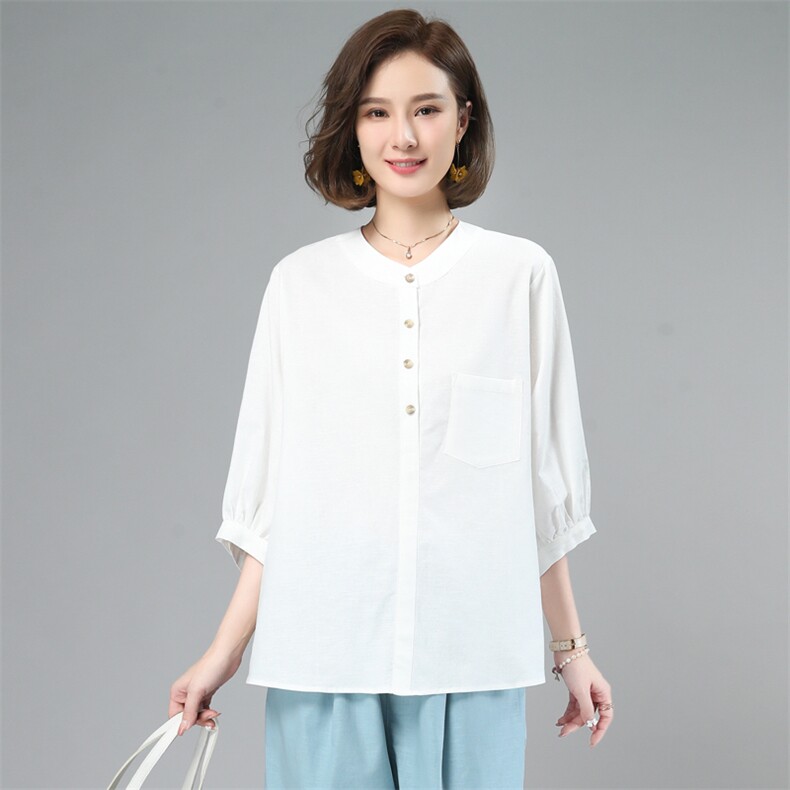 棉麻女夏2025新款小个子中年妈妈大码时尚洋气减龄亚麻图片