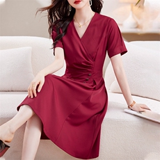 杭州桑蚕丝真丝连衣裙2025新款小个子妈妈气质喜婆婆婚礼服婚宴装，女装连衣裙，潮流依族