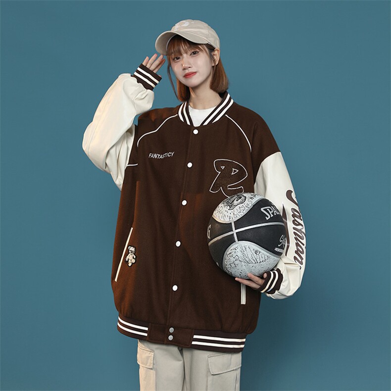 中性风上衣夹克宽松落肩拼色棒球服外套XZ214-8JK711-P78,男装夹克,星座1204-3