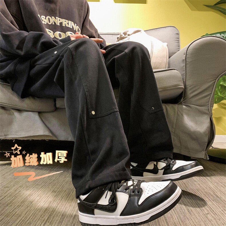 2023冬款全棉加绒加厚工装裤直筒保暖裤子313A-1-NK79-P65 控78图片