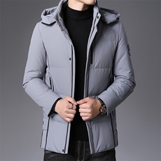 中年男灰鸭绒脱卸帽羽绒服男冬季休闲爸爸冬装外套SFT90508-P280，男装羽绒服，电商B212（原钱塘6029）