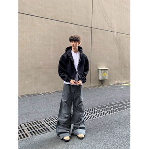 1506A/GF320/P56美式高街重磅短款连帽卫衣男女图片