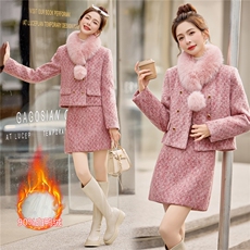 【现货bao款】2025冬装新款韩式淑女小香羽绒短裙套装90绒狐狸毛，女装套装/套裙，众宇琦