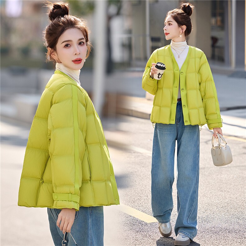 2026冬装新款简约时尚时髦拼接90绒羽绒服,女装羽绒服,美沁