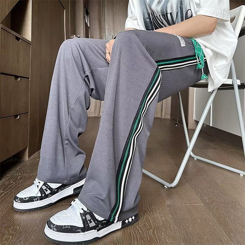 冰丝休闲裤男士薄款宽松直筒垂坠感阔腿长裤男裤子夏季KK164-P40，男装休闲裤，星座911-3