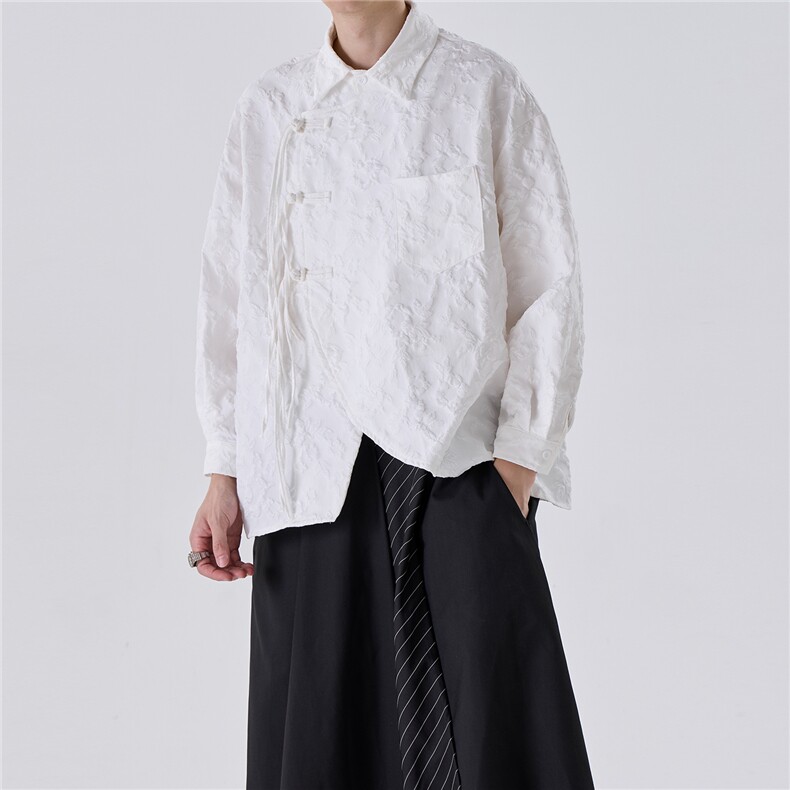 2026春装新款风盘扣长袖衬衫民族风提花工艺A057-2537-P60,男装民族服装,电商A057B