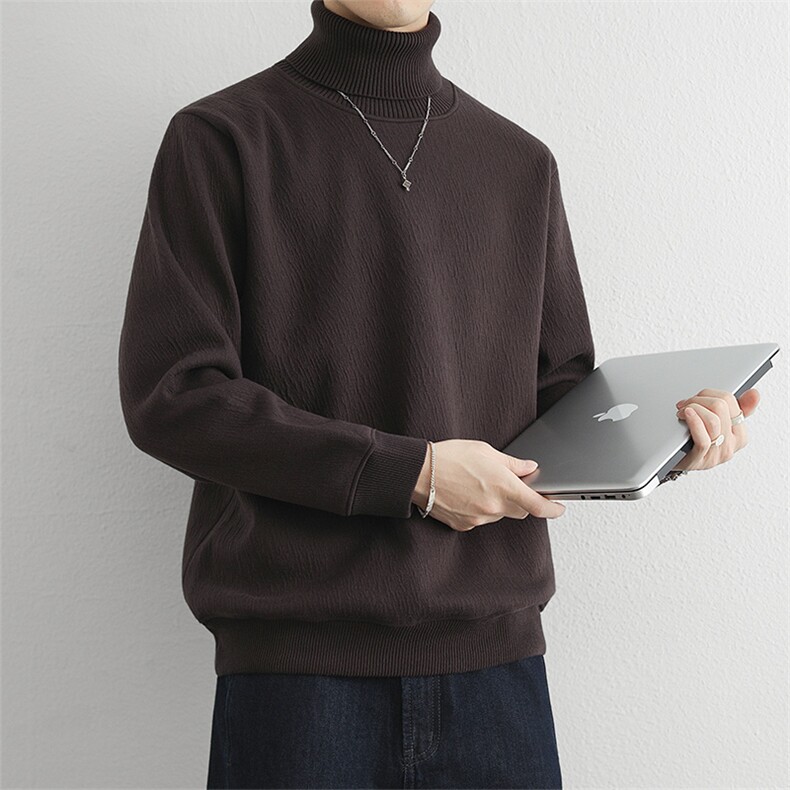 2025秋冬季新款高领套头毛衣男士加绒大码打底针织衫线衣服,男装T恤,星座914