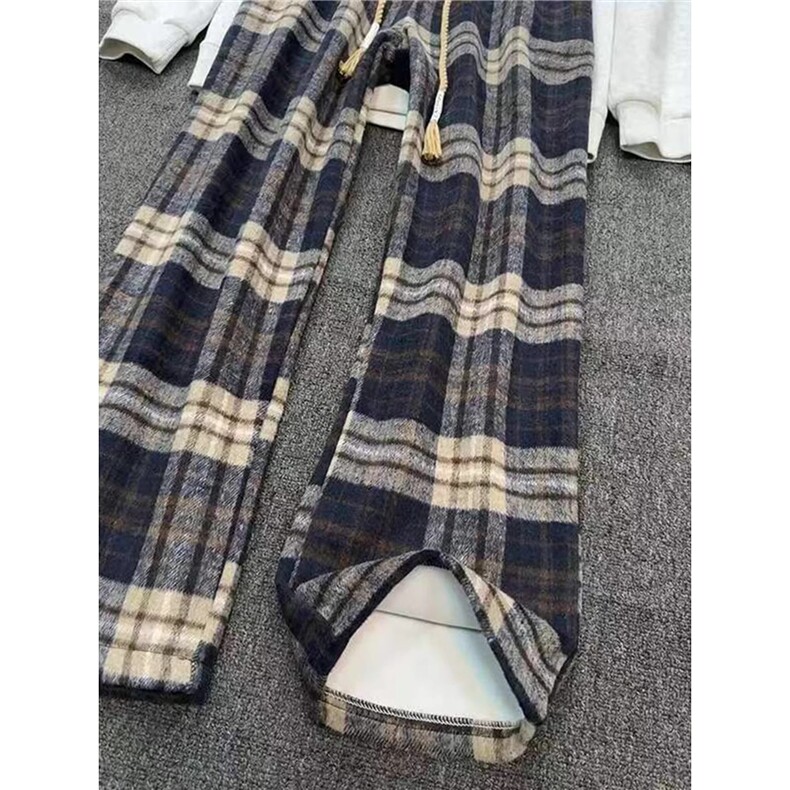 春季藏青格子毛呢裤子男美式休闲裤宽松直筒长裤1008-LCK200-P49,男装休闲裤,星座1008