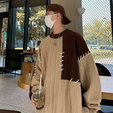 M212-P47毛衣感拼接撞色设计男女宽松秋冬季休闲小众套头，男装针织衫/毛衣，电商B323A