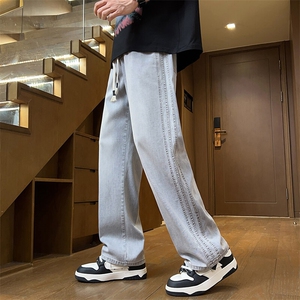 牛仔裤男士宽松直筒美式高街潮牌2025春夏款阔腿长裤子Z2517-P50图片