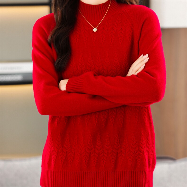 松树半高领七针加厚羊毛衫春秋冬新款修身,女装羊毛衫,唯若美羊绒