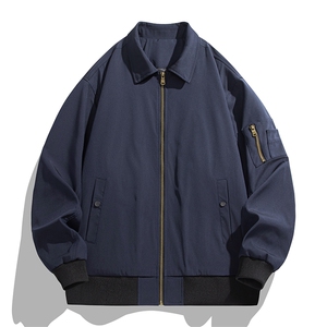 新款春秋美式宽松痞帅翻领飞行夹克复古百搭工装外套男士6185-P50图片