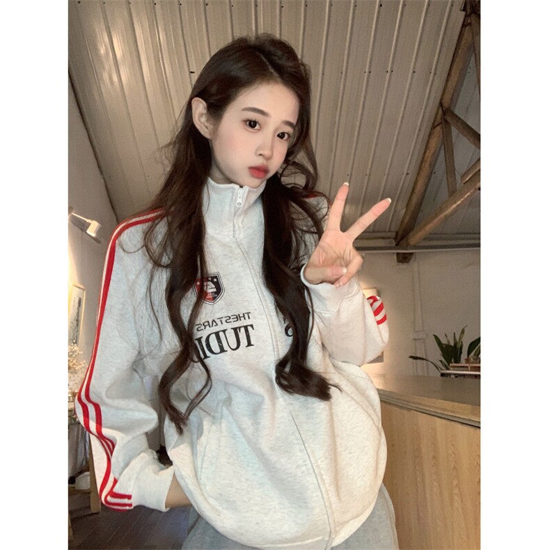 EE098-P70 卫衣男女情侣薄款2024潮宽松拉链开衫外套连帽韩版上衣图片