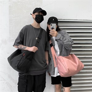0536胸包休闲个性斜挎包新款嘻哈腰包男潮牌帆布大容量单肩包图片