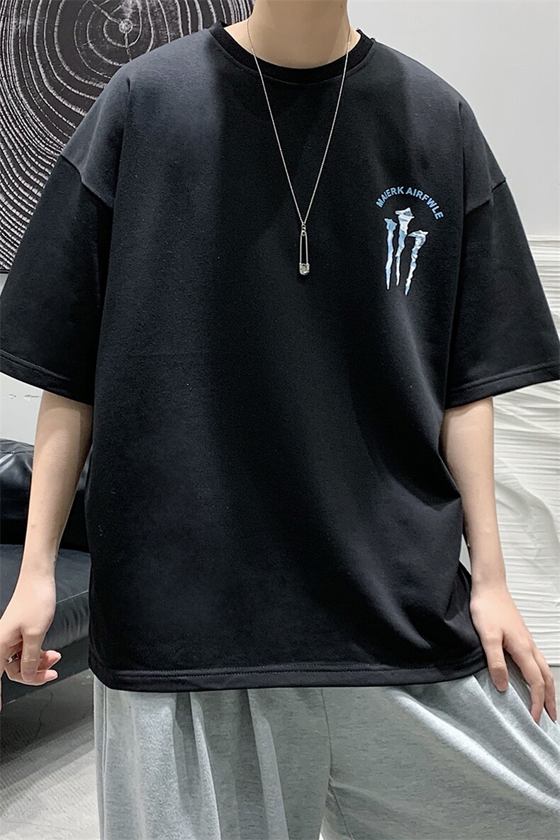 2025夏季原创设计印花港风休闲宽松T恤B266-DX02-P30,男装T恤,星座B257-1