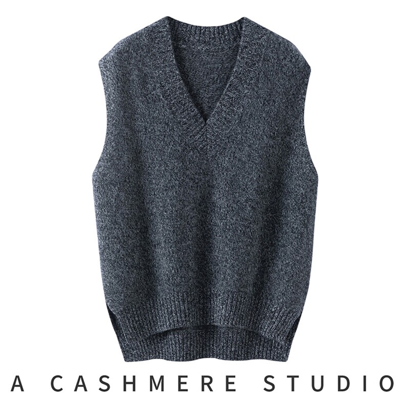 2025年秋季新款百搭花纱厚款V领马甲，女装羊绒衫，珍丝贝尔