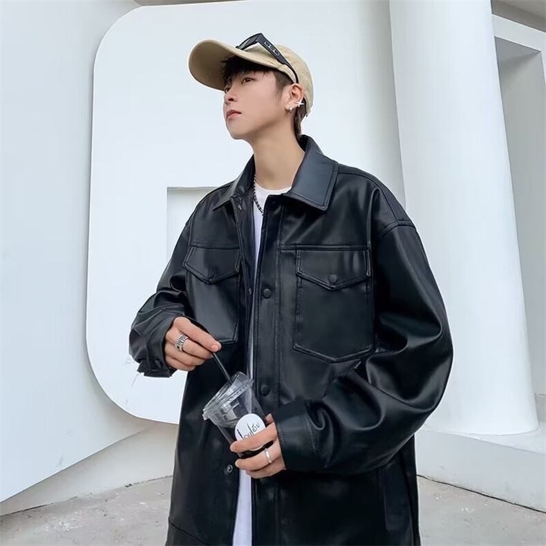 轻熟风免烫机车工装PU皮夹克痞帅高级感bf风外套Y1019-P65网络图,女装皮衣,电商B245