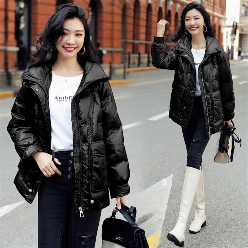 时尚新款女装短款立领休闲宽松抽绳轻薄鸭绒外套,女装羽绒服,阿舍尔精品