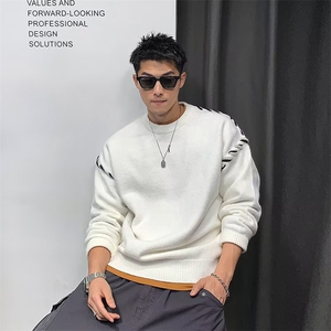 1506A/GMY090/P56秋冬加厚毛衣男韩版潮流宽松拼接针织衫1图片