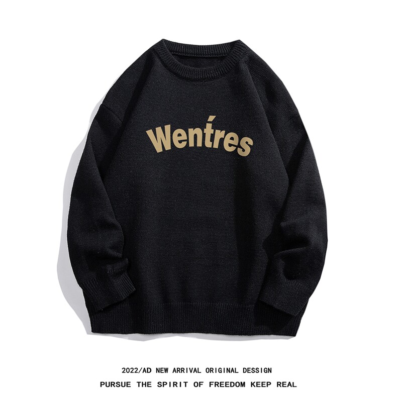 白底22秋冬新款字母印花保暖圆领套头毛衣M1053P50控68，男装针织衫/毛衣，电商A247-1