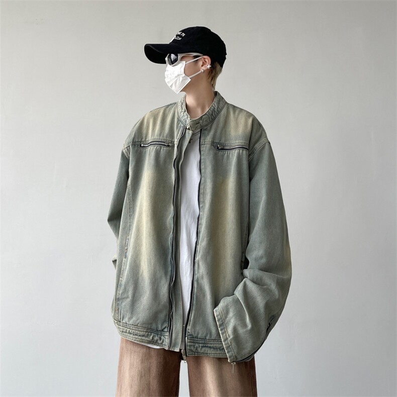水洗做旧牛仔外套男女春秋款潮流宽松休闲夹克上衣JK05511-P73,男装夹克,星座308B-2