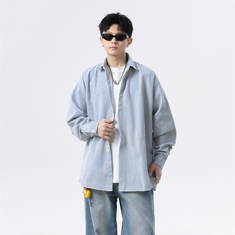 条纹长袖衬衫男xh102-特p：40,男装衬衫,电商B367