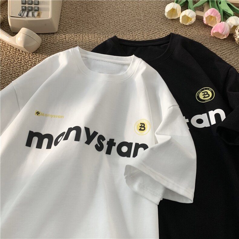 现货重磅260克纯棉硅胶印花美式大版型宽松短袖T恤T123-P28-控58，男装T恤，电商D309