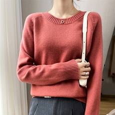 山羊绒衫纯色秋冬季新款宽松圆领百搭时尚绞花针织毛衣羊毛打底衫，女装羊绒衫，轩妮羊绒
