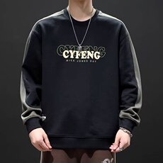 0D395美式复古卫衣男宽松大码潮流新款外套男拼接撞色圆领上衣男，女装短外套，星座308A-1（原309B-1）