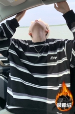 薄款改加绒特批P50无差价冬加绒加厚条纹卫衣长袖T恤男T1701J加绒，男装T恤，电商A001-1