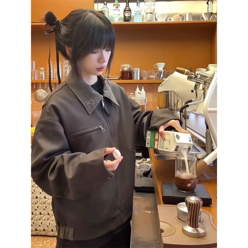 高质量老钱风双面穿夹克外套图片