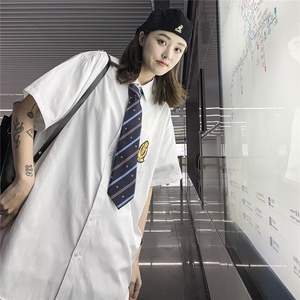 现货DK制服男JK短袖衬衫徽章情侣装衬衣 领带元学生班服图片
