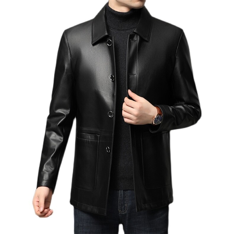 TL-X2197秋冬2021海宁男式绵羊皮皮衣男翻领修身皮夹克P600，男装皮衣，电商B360