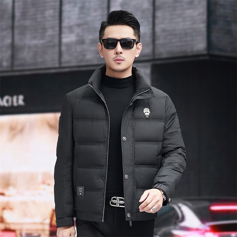 冬季2024羽绒服男中青年白鸭绒加厚短款立领时尚外套,男装羽绒服,钱塘6003（原4033）