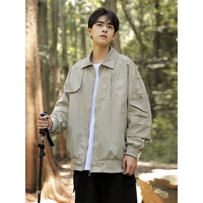 春秋款美式高街翻领飞行夹克男士宽松衣服潮牌休闲J642-P73,男装夹克,星座1109-3