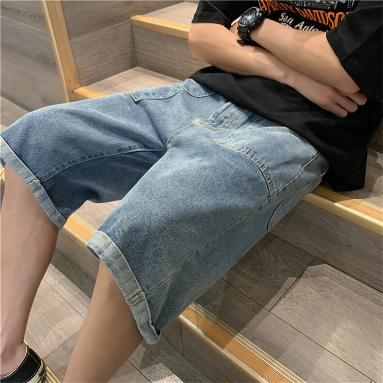 牛仔短裤男士宽松百搭夏季新款直筒韩版潮牌休闲五分裤dk682-p35图片