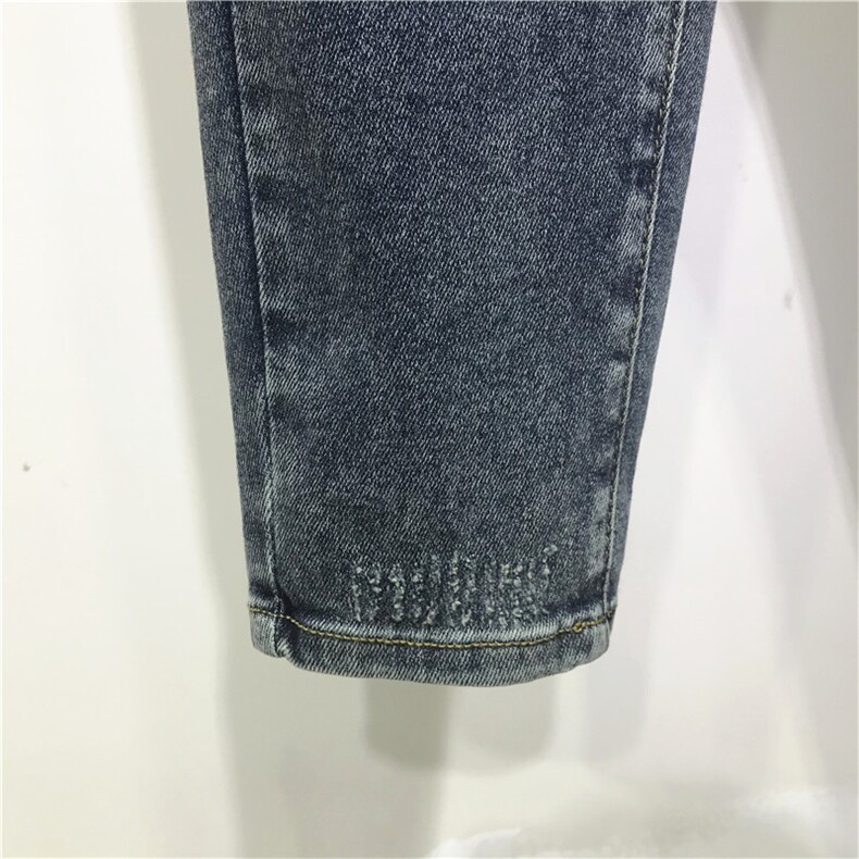 秋季新品深蓝色弹力做旧修身小脚牛仔裤男铅笔裤6032-P85长期款,男装牛仔裤,电商B230