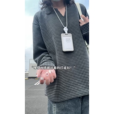 XZ809A/SYR13/特P24/控48千鸟格小香风V领长袖T恤卫衣，男装T恤，星座809A(原222-1)