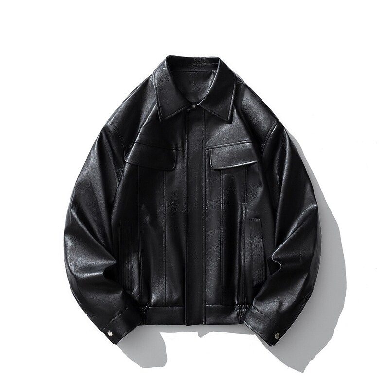 1白底工装皮衣夹克男情侣女潮机车皮夹克外套男JK77869P85控138图片