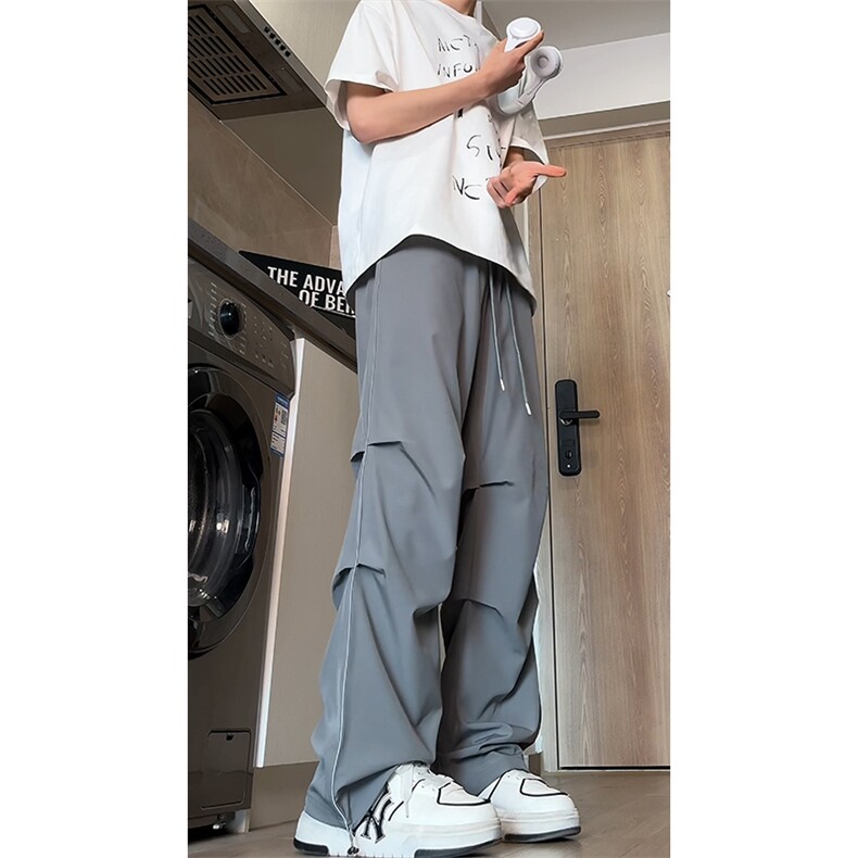 特批30黑色阔腿款速干男裤聚酯纤维96.4%氨纶3.6,男装休闲裤,电商基地A086