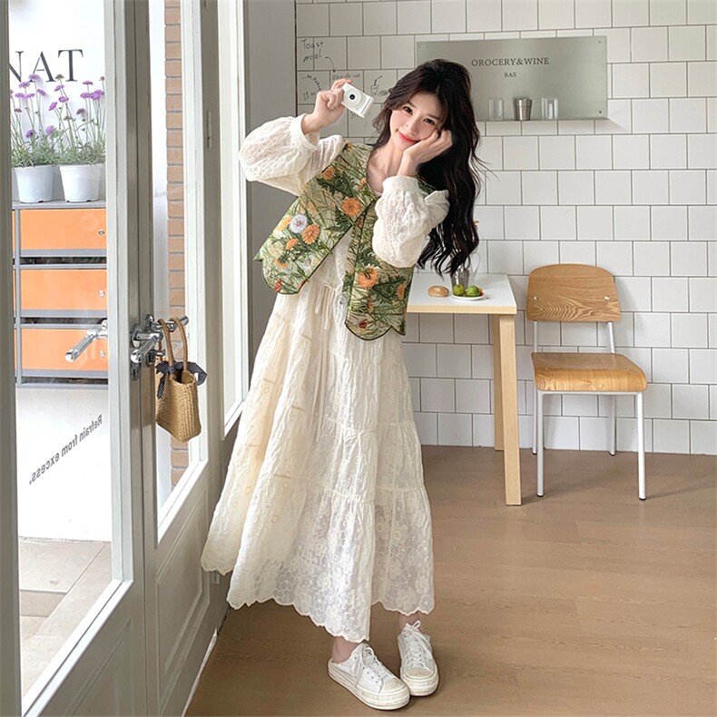 超好看提花马甲连衣裙套装女2025春季新款法式设计感仙女裙两件套,女装套装/套裙,浙宝301