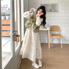 超好看提花马甲连衣裙套装女2025春季新款法式设计感仙女裙两件套，女装套装/套裙，浙宝301
