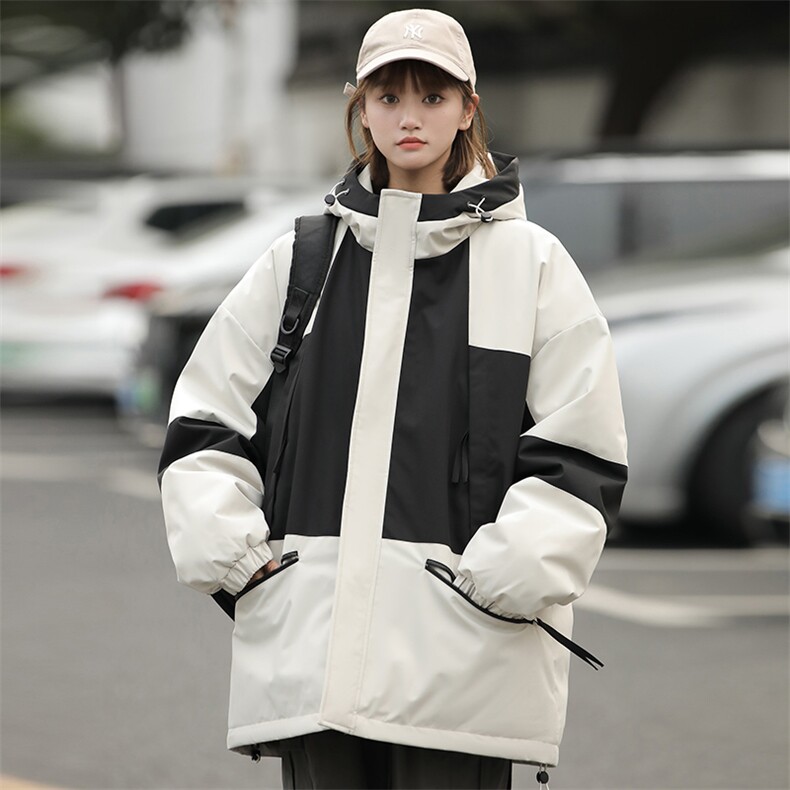 中性风防风防水冲锋衣棉衣男女多口袋棉袄棉服外套,男装棉衣,电商A409-1