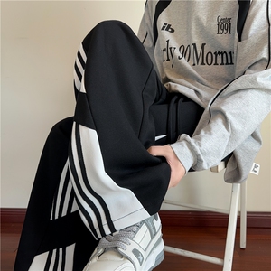 美式潮流秋季新款条纹拼接设计感休闲卫裤B315-K25831-特p40控78图片